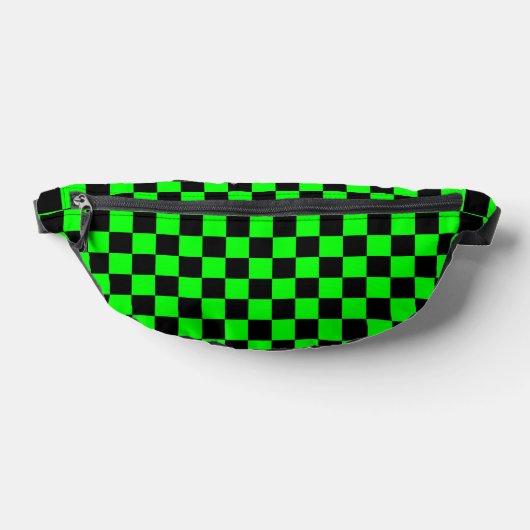 80S RETRO ZWART GROEN SCHAAKBORD FANNY PACK HEUPTASJE (Liggend)