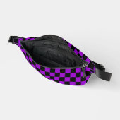 80s RETRO ZWART PAARSE CHECKERBOARD FANNY PACK Heuptasje (Open)