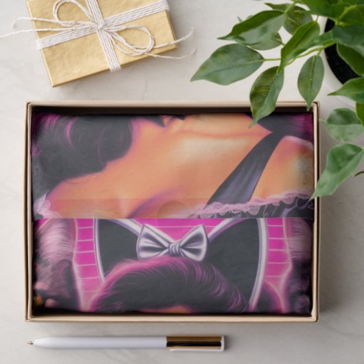 80s Retrowave Cat Woman Tissuepapier (Geschenk)