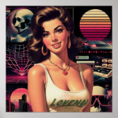 80s Retrowave Girl Poster (Voorkant)