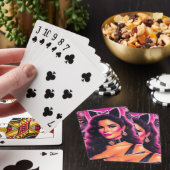 80s Retrowave Kat Vrouw Pokerkaarten (Insitu)