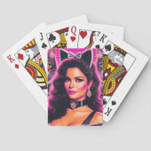 80s Retrowave Kat Vrouw Pokerkaarten (Achterkant)