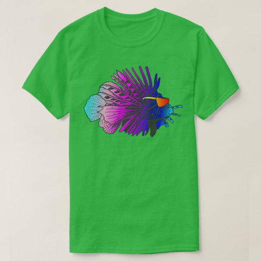 80s Retrowave Outrun Synthwave Lionfish Fish T-shirt (Design voorkant)