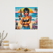 80s Retrowave Punk Meisje Poster (Keuken)