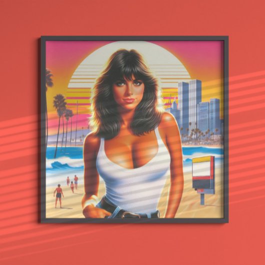 80s Retrowave Summer Girl Poster