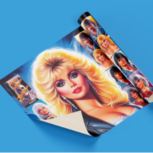 80s Retrowave Vrouw Cadeaupapier