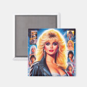 80s Retrowave Vrouw Magneet (Voorkant / Achterkant)