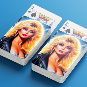 80s Retrowave Vrouw Pokerkaarten