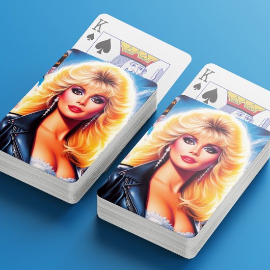 80s Retrowave Vrouw Pokerkaarten