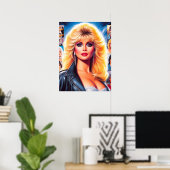 80s Retrowave Vrouw Poster (Thuiskantoor)