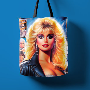 80s Retrowave Vrouw Tote Bag