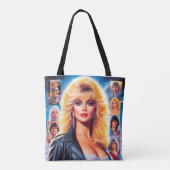 80s Retrowave Vrouw Tote Bag (Achterkant)
