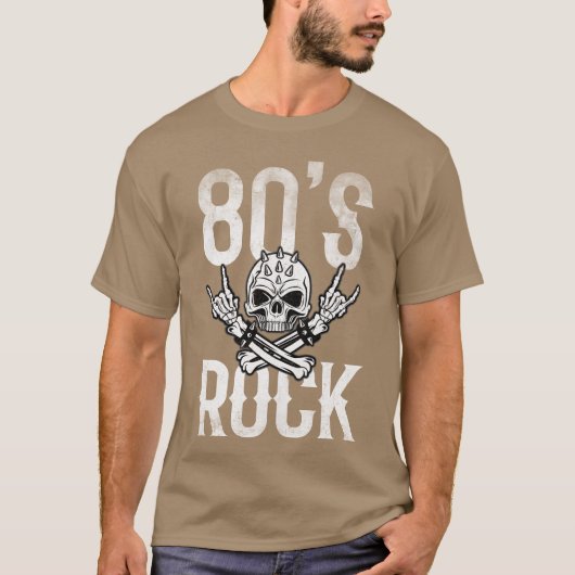 80S Rock And Roll Distressed Music Guitar Band fam T-shirt (Voorkant)