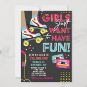 80s Roller Schaats Party Invitation, Schaats Birth Kaart (Voorkant)