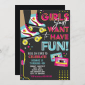 80s Roller Schaats Party Invitation, Schaats Birth Kaart (Voorkant / Achterkant)