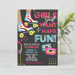 80s Roller Schaats Party Invitation, Schaats Birth Kaart
