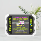 80s Rollerskate Ticket Style Party-uitnodigingen Kaart (Staand voorkant)