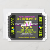 80s Rollerskate Ticket Style Party-uitnodigingen Kaart (Voorkant)