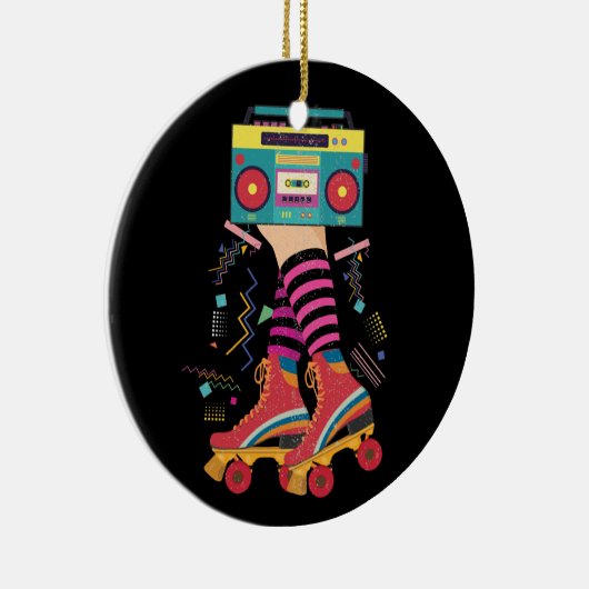 80s Rollerskates  Roller Skating Disco Girl Keramisch Ornament (Rechts)