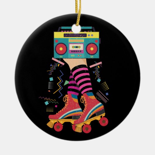 80s Rollerskates  Roller Skating Disco Girl Keramisch Ornament (Voorkant)
