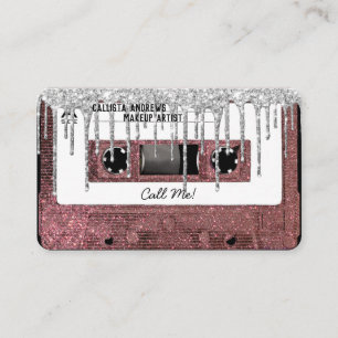 80's Roos Gold Glitter Drip Cassettebandje Mixtape Visitekaartje