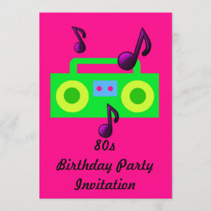 '80s 's avonds durende uitnodiging '80s 'boombox' 