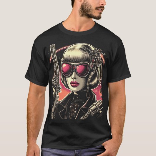 80s Sci-Fi vrouw T-shirt (Voorkant)