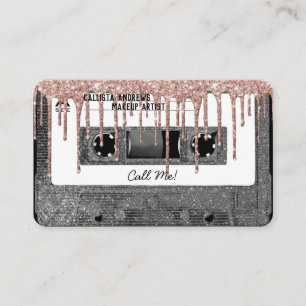 80's Silver Glitter Drip Cassettebandje Mixtape Visitekaartje