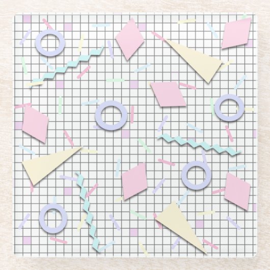 80s Snoep Pastel Geo Print Onderzetters (Voorkant)