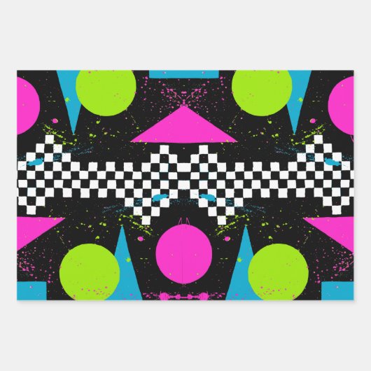 80s Splatterverf Gift Wrap Reeks Inpakpapier Vel (Voorkant 2)