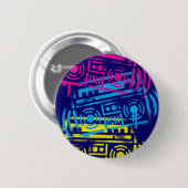 80's Stenciled Boomboxen Ronde Button 5,7 Cm (Voorkant /achterkant)