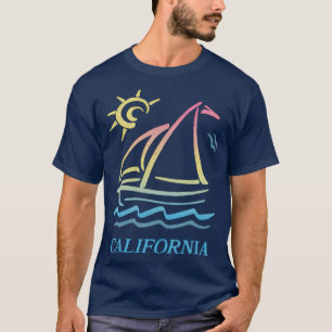 80s  stijl Californië esthetische zeilboot Fa T-shirt