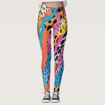 80s stijl felle kleuren Leggings voor haar