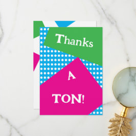 80s stijl gedurfde vormen en kleuren bedankkaart