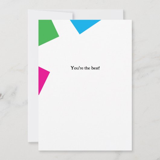 80s stijl gedurfde vormen en kleuren bedankkaart (Achterkant)