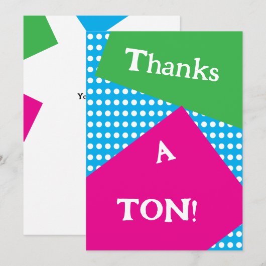 80s stijl gedurfde vormen en kleuren bedankkaart (Voorkant / Achterkant)