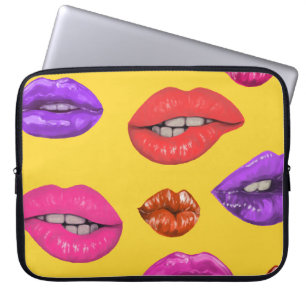 80's stijl: kleurrijk lippenpatroon. laptop sleeve