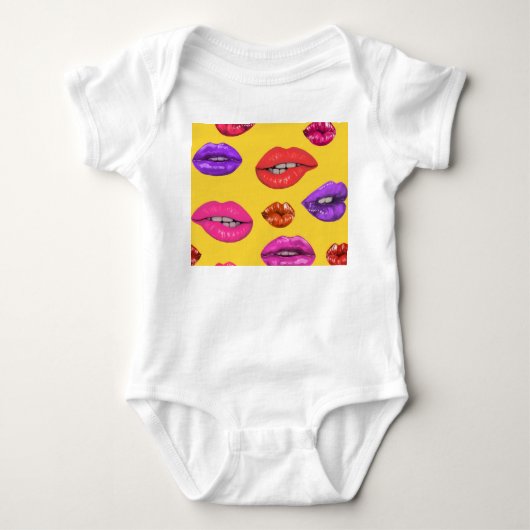 80's stijl: kleurrijk lippenpatroon. romper (Voorkant)