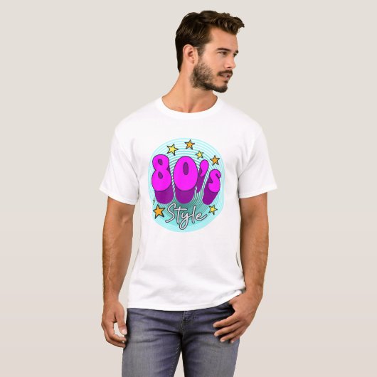 80s stijl retro groovy heldere neon kleuren t-shirt (Voorkant volledig)