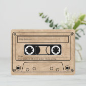 80s stijl retro muziek tape bruiloft kaart (Staand voorkant)