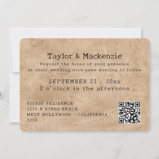 80s stijl retro muziek tape bruiloft kaart (Achterkant)