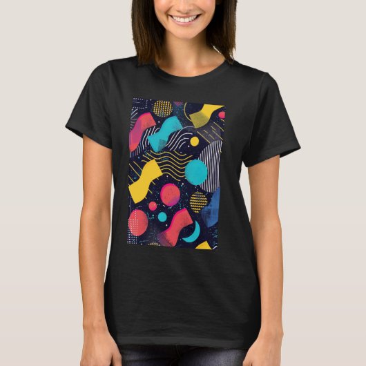 80s stijl retro patroon kunst t-shirt (Voorkant)