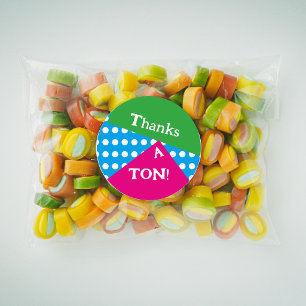 80s stijl vette vormen en kleuren ronde sticker