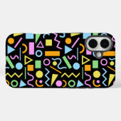 80s Stijl Vorm Patroon Kleur op Zwart Case-Mate iPhone Case (Achterkant (horizontaal))