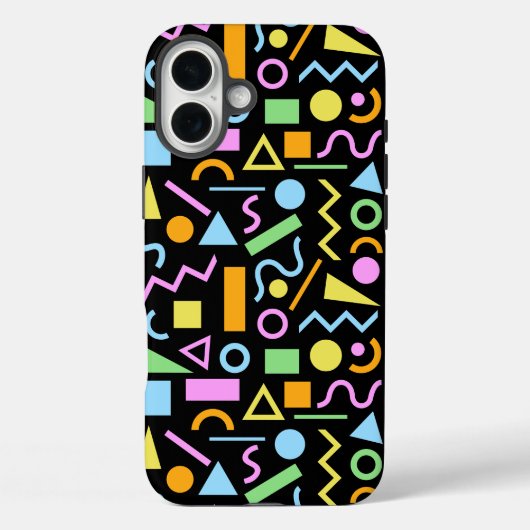 80s Stijl Vorm Patroon Kleur op Zwart Case-Mate iPhone Case (Achterkant)