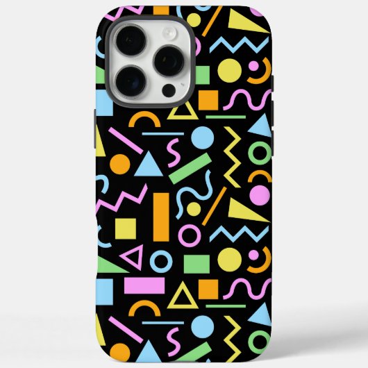 80s Stijl Vorm Patroon Kleur op Zwart Case-Mate iPhone Case (Achterkant)
