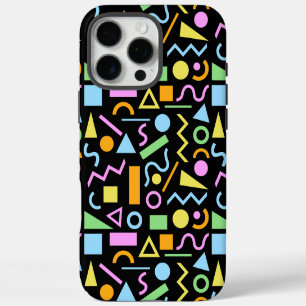 80s Stijl Vorm Patroon Kleur op Zwart iPhone 16 Pro Max Hoesje