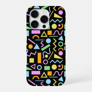 80s Stijl Vorm Patroon Kleur op Zwart iPhone 16 Pro Hoesje
