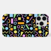 80s Stijl Vorm Patroon Kleur op Zwart iPhone Hoesje (Achterkant horizontaal)