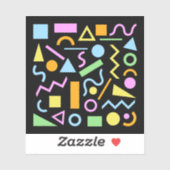 80s Stijl Vorm Patroon Kleur op Zwart Sticker (Vel)